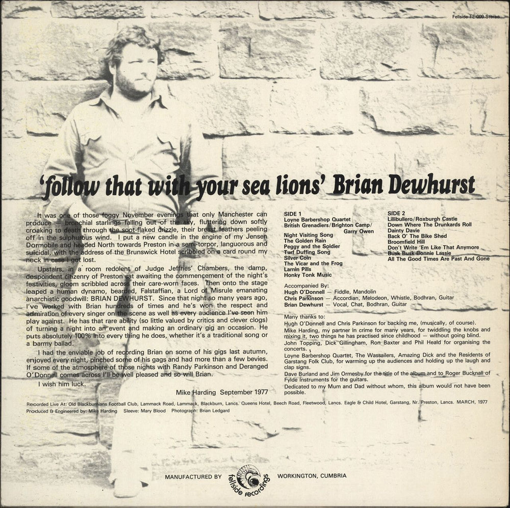 Brian Dewhurst Follow That With Your Sea Lions UK vinyl LP album (LP record)