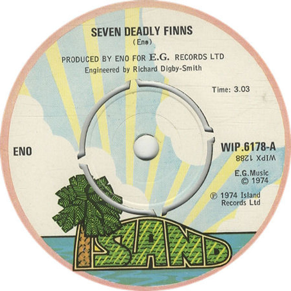 Brian Eno Seven Deadly Finns UK 7" vinyl single (7 inch record / 45) WIP6178