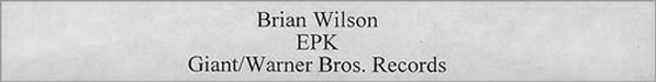 Brian Wilson EPK US Promo video (VHS or PAL or NTSC) PROMO VIDEO