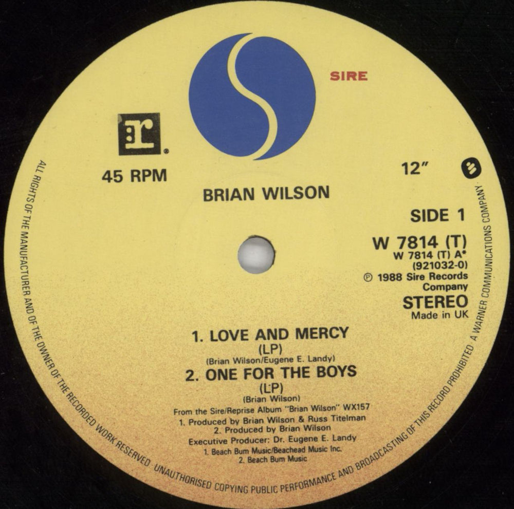 Brian Wilson Love And Mercy + Poster UK 12" vinyl single (12 inch record / Maxi-single) BWI12LO817946