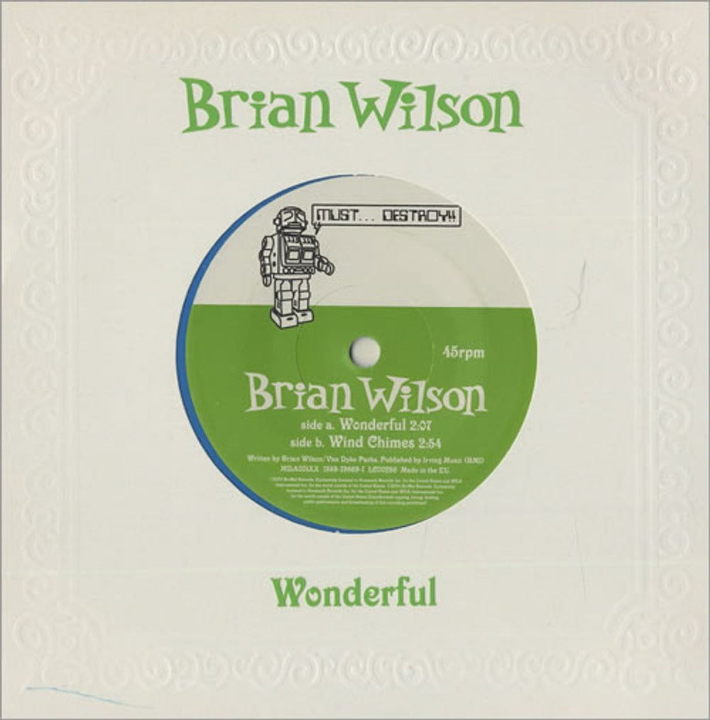 Brian Wilson Wonderful - Blue Vinyl UK 7" vinyl single (7 inch record / 45) MDA001XX