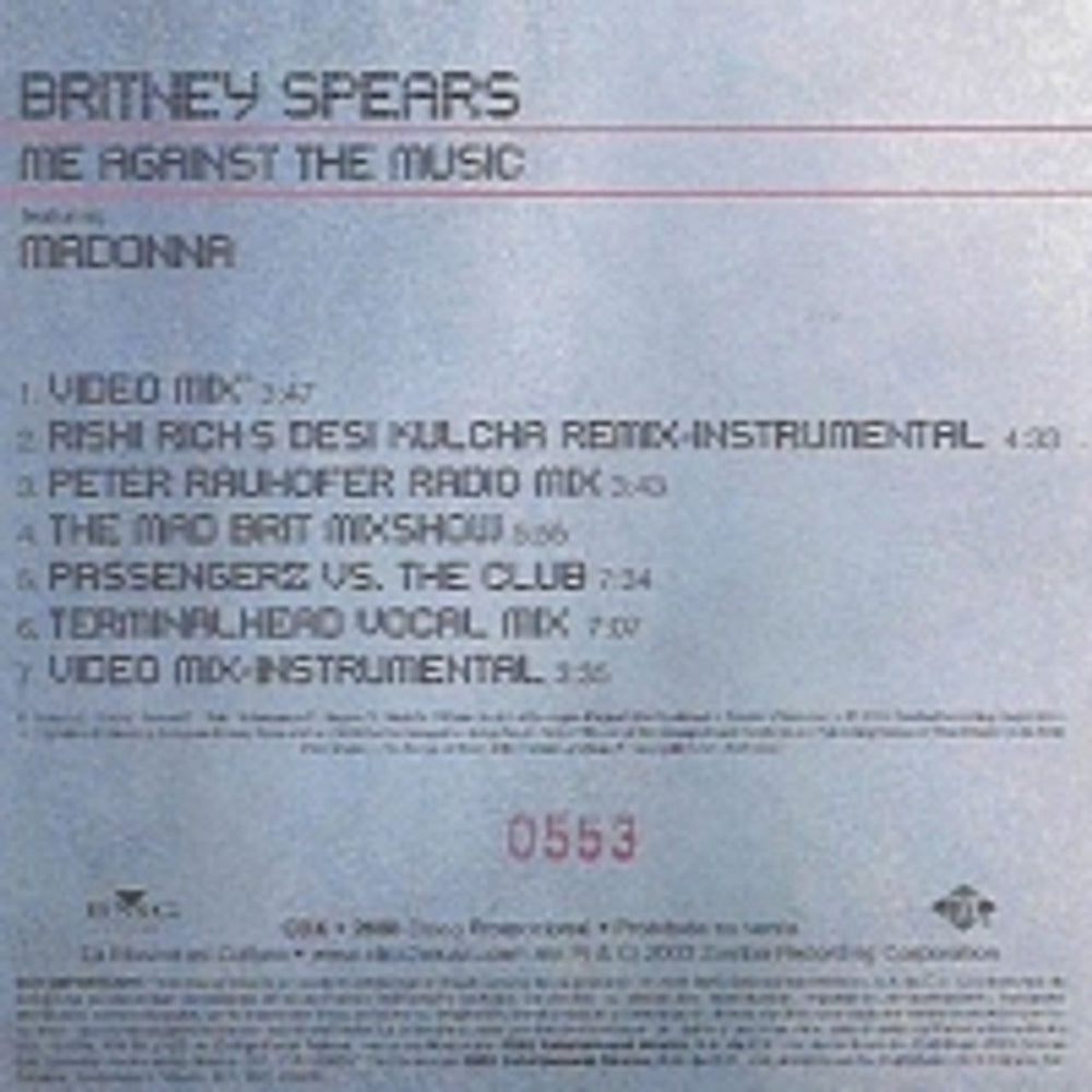 Britney Spears Me Against The Music Mexican Promo CD single (CD5 / 5") BTPC5ME264647