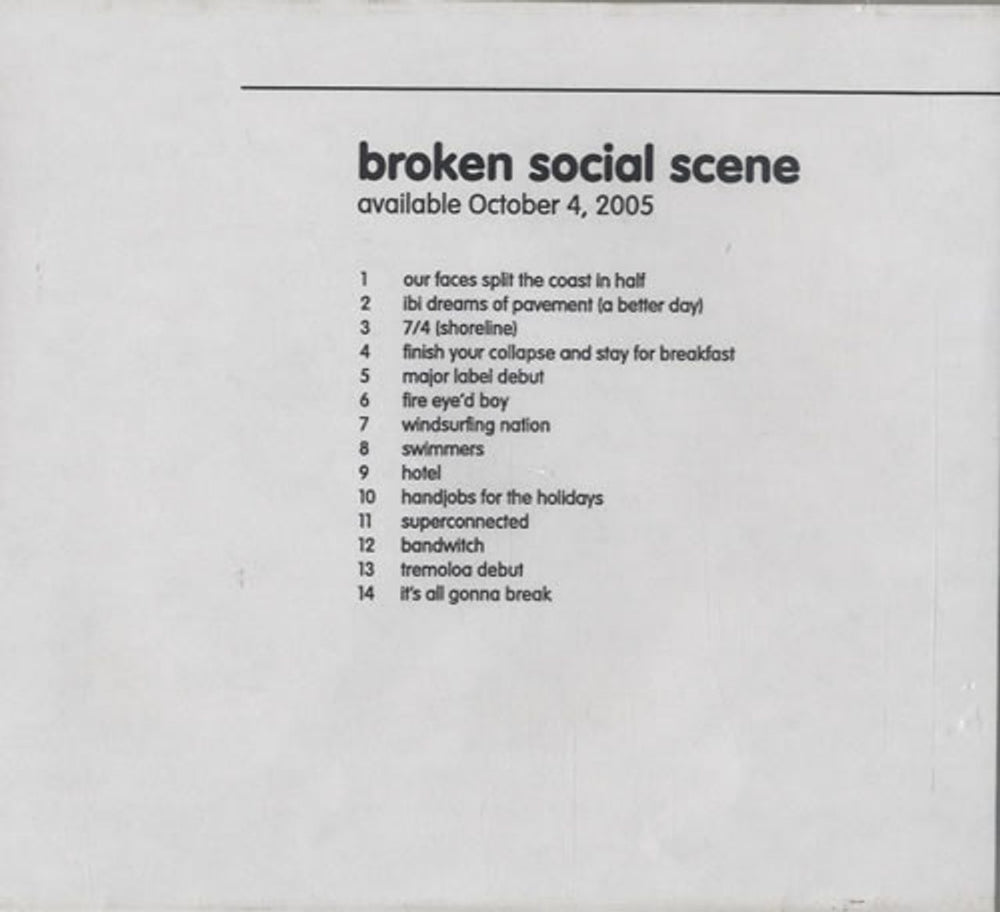 Broken Social Scene Broken Social Scene Canadian Promo CD-R acetate CDR ACETATE