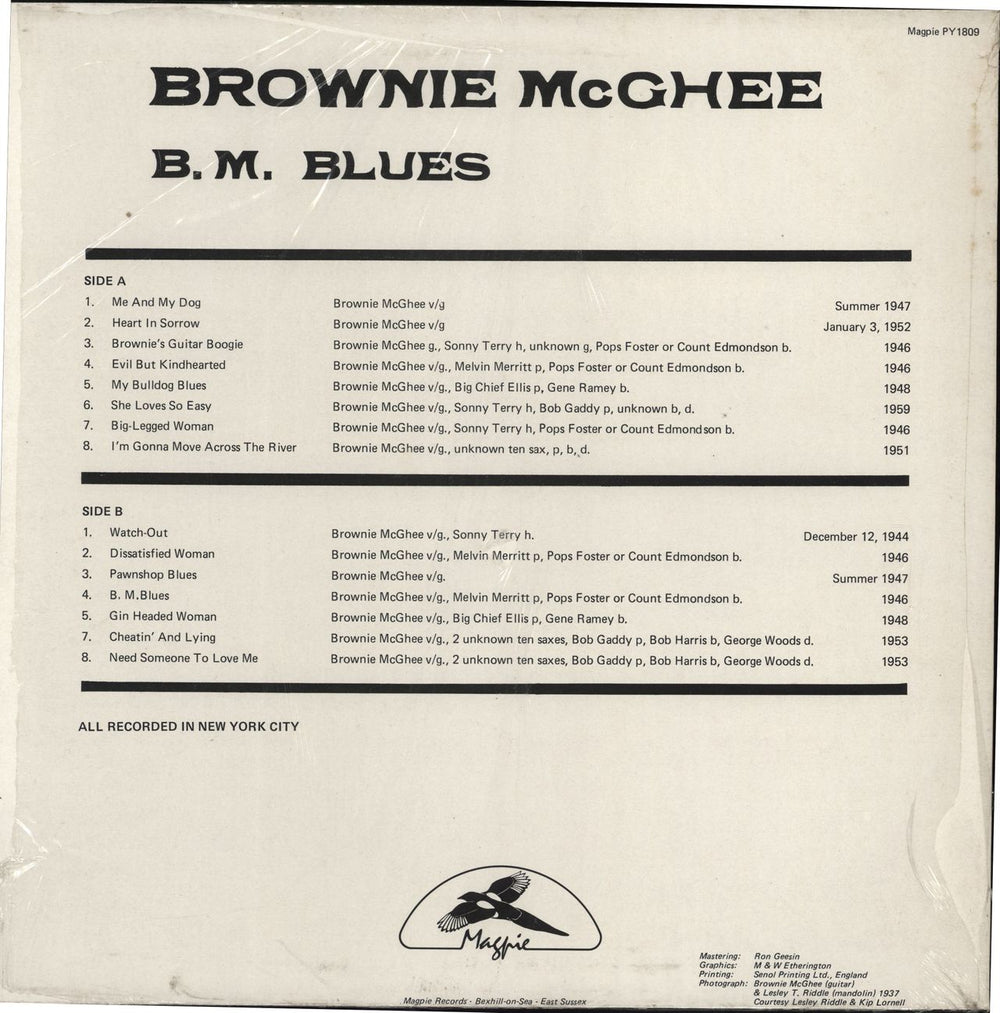 Brownie McGhee B.M. Blues 1944-1959 UK vinyl LP album (LP record)