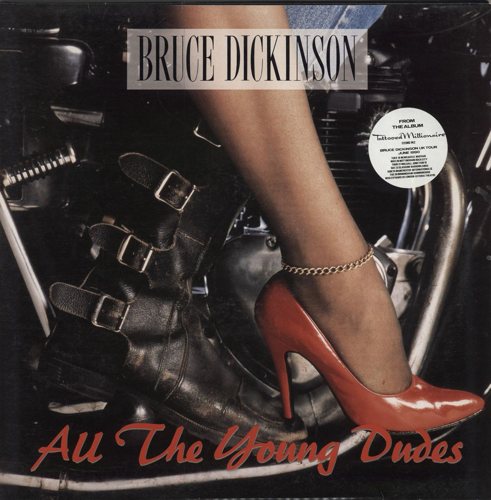 Bruce Dickinson All The Young Dudes - Stickered UK 12" vinyl single (12 inch record / Maxi-single) 12EMG142