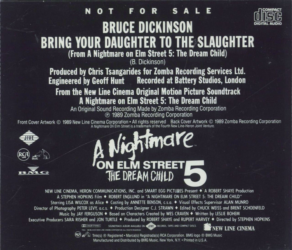 Bruce Dickinson Bring Your Daughter To The Slaughter US Promo CD single (CD5 / 5")