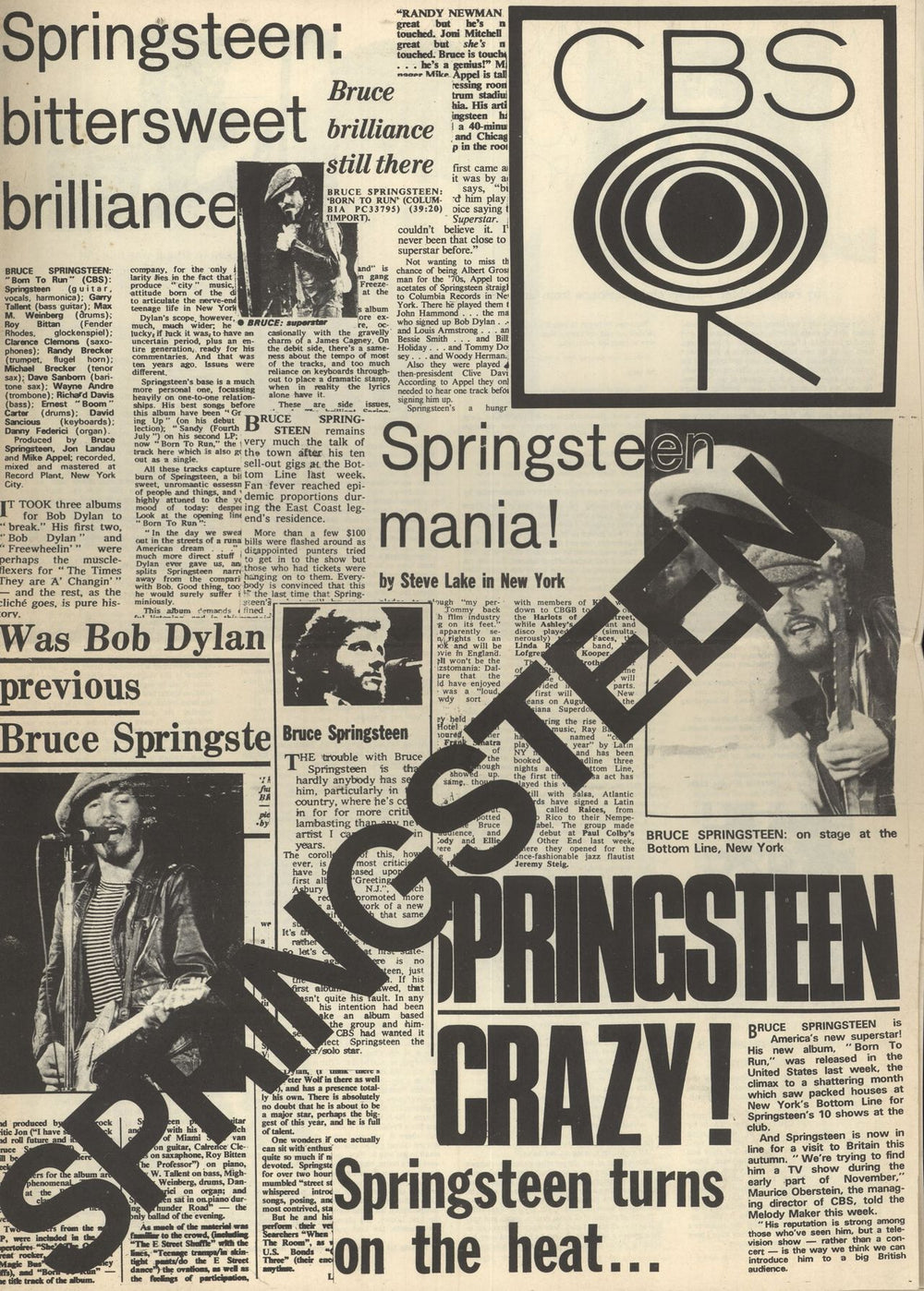 Bruce Springsteen Jersey Girl - CBS Preview + Springsteen Mania newspaper UK Promo vinyl LP album (LP record)