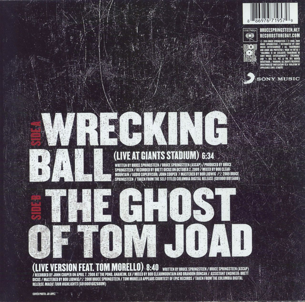 Bruce Springsteen Wrecking Ball (Live) - RSD10 UK 10" vinyl single (10 inch record) 886976719579