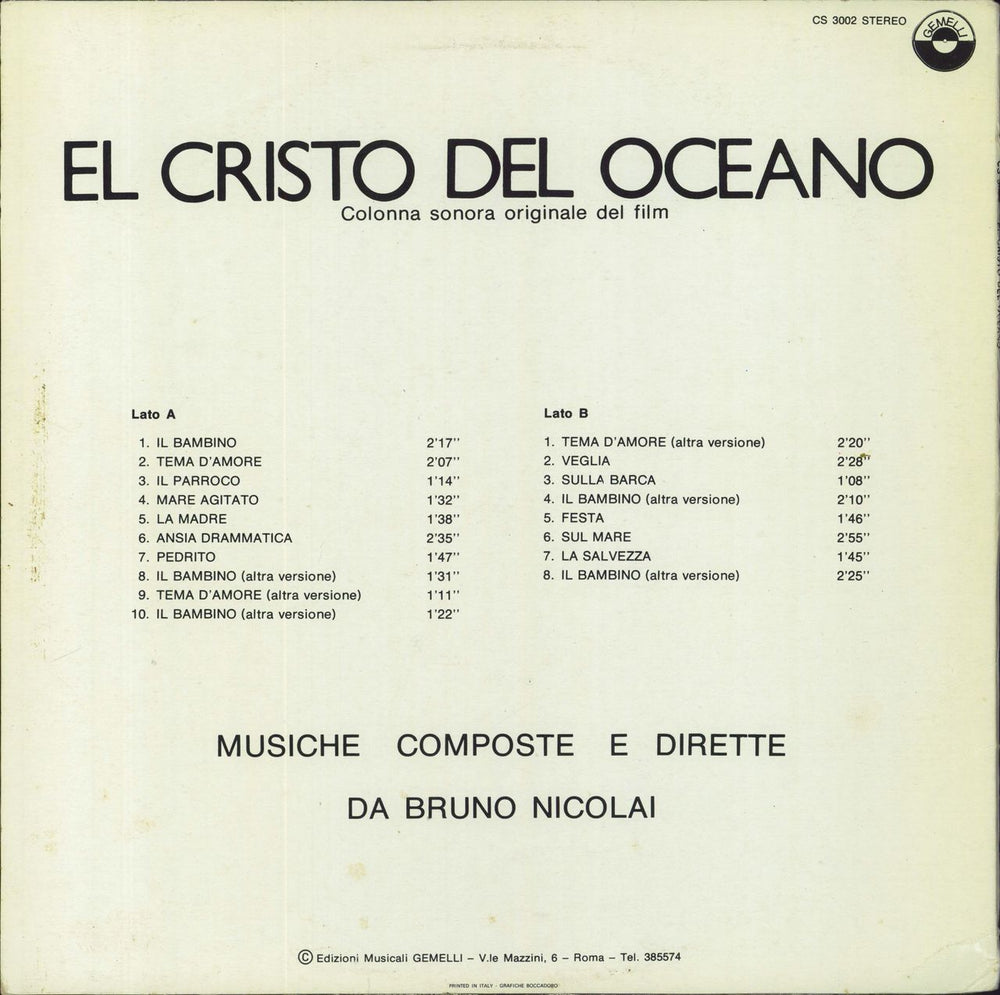 Bruno Nicolai El Cristo Del Oceano Italian vinyl LP album (LP record)