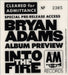 Bryan Adams Into The Fire US Promo tour pass ADATPIN476125