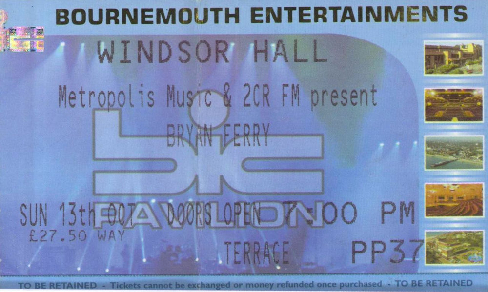 Bryan Ferry World Tour 2002 - Ticket Stub UK tour programme FERTRWO813821