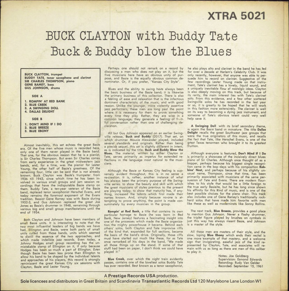 Buck Clayton Buck & Buddy Blow The Blues UK vinyl LP album (LP record)