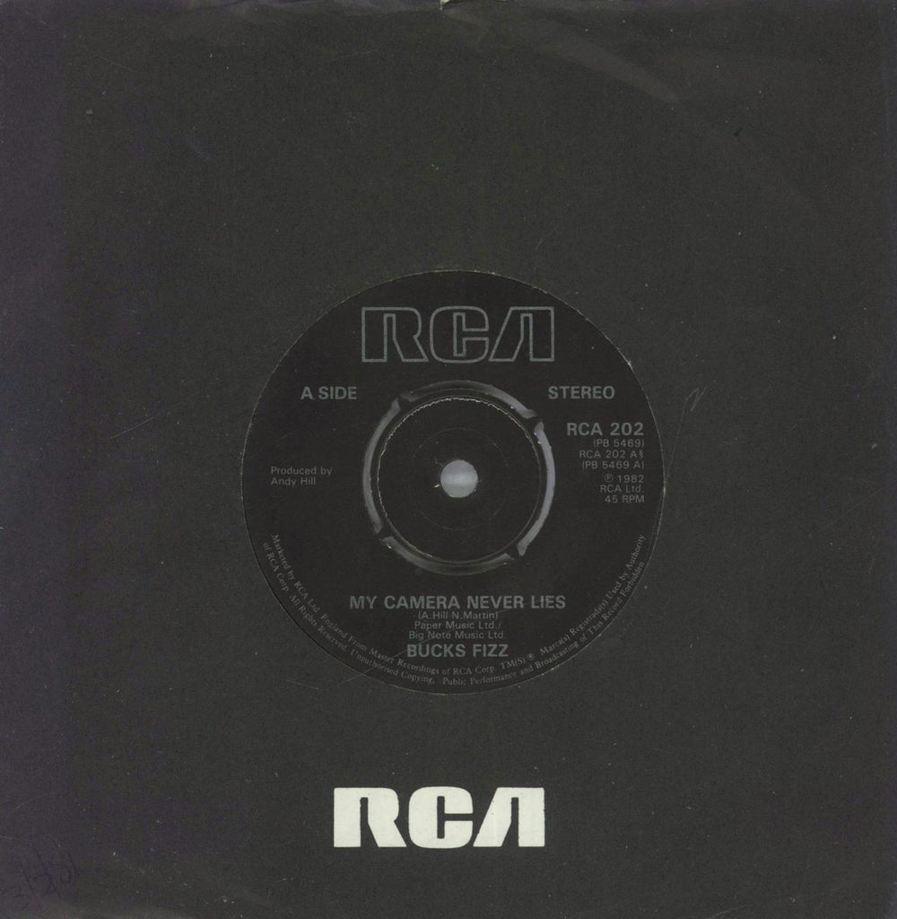 Bucks Fizz My Camera Never Lies UK 7" vinyl single (7 inch record / 45) RCA202