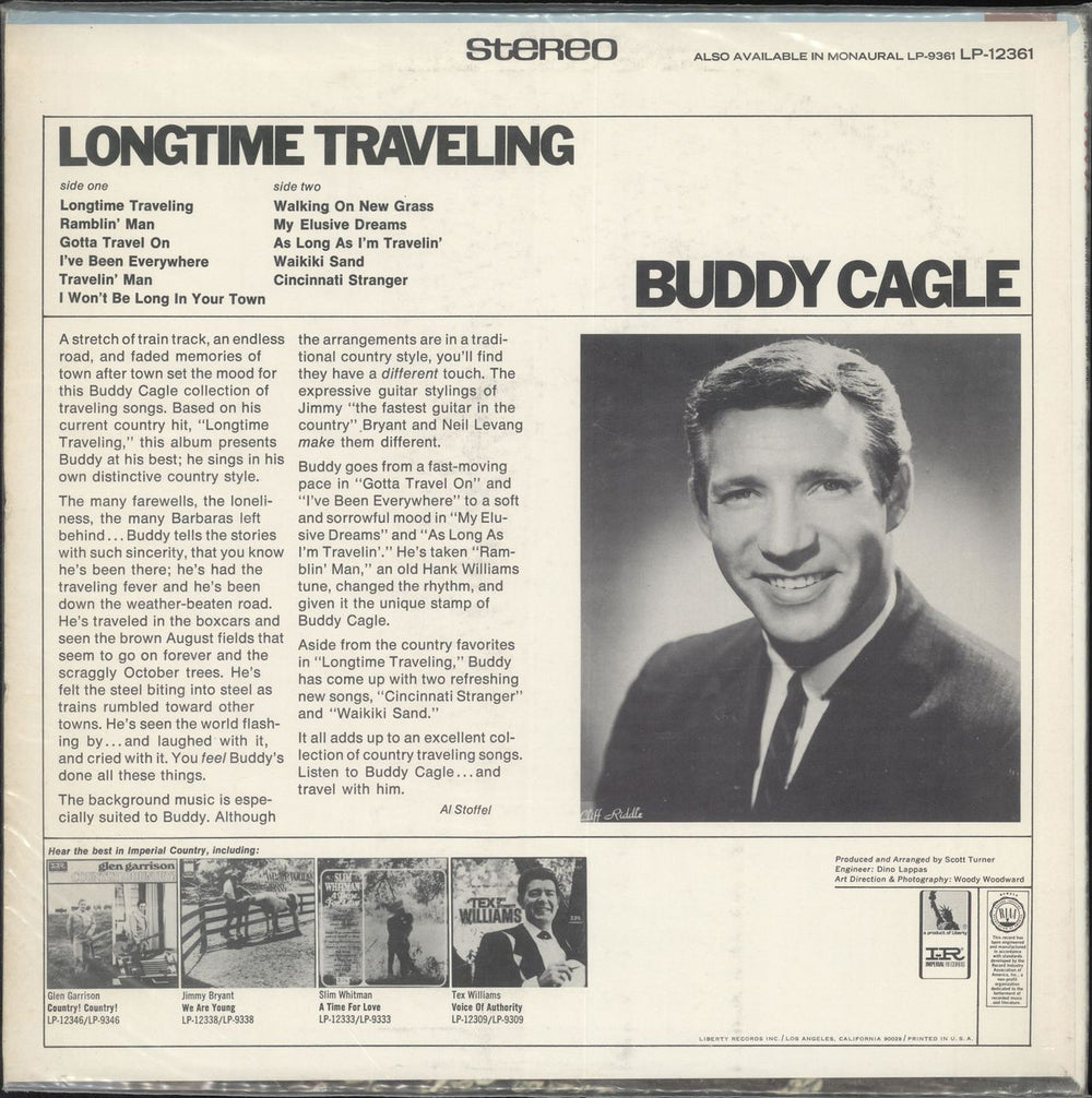 Buddy Cagle Longtime Traveling US vinyl LP album (LP record)