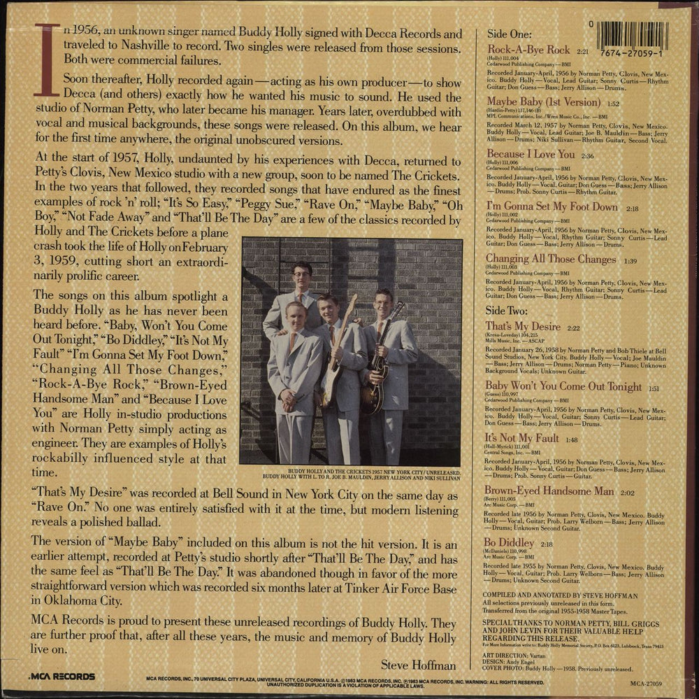 Buddy Holly For The First Time Anywhere US vinyl LP album (LP record) 076742705916