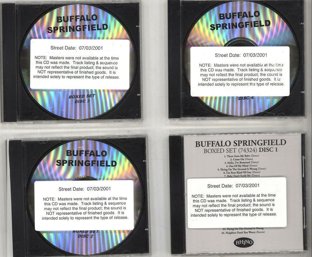 Buffalo Springfield Boxed Set (74324) Discs 1-4 UK Promo CD-R acetate CD ACETATE