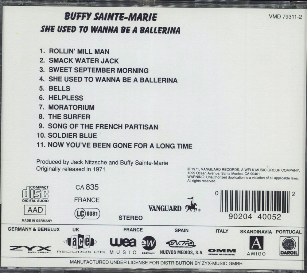 Buffy Sainte-Marie She Used To Wanna Be A Ballerina German CD album (CDLP) 090204400522