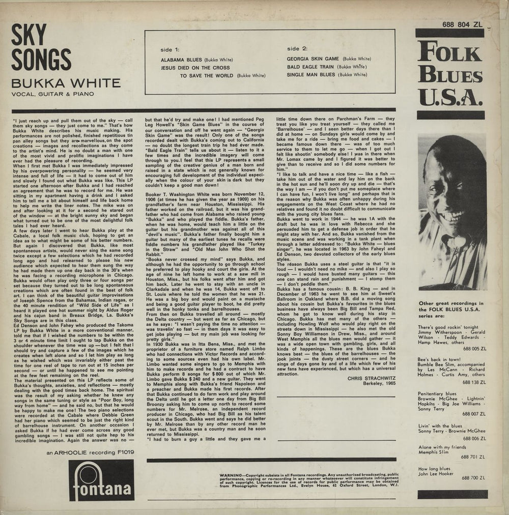 Bukka White Sky Songs - 1st UK vinyl LP album (LP record)