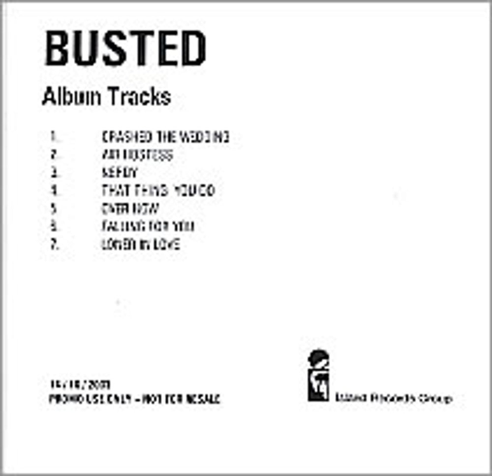 Busted Album Tracks UK Promo CD-R acetate CD-R ACETATE