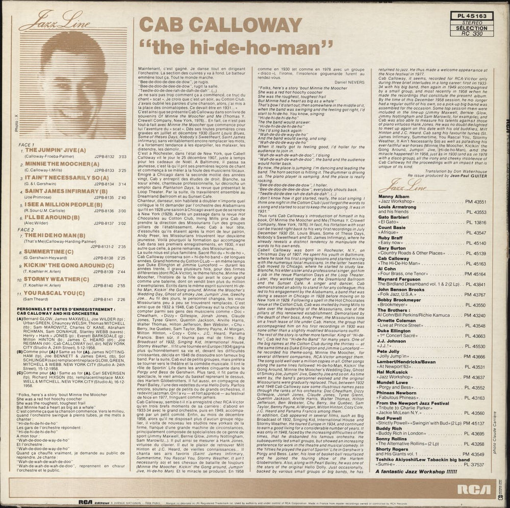 Cab Calloway The Hi-De-Ho-Man French vinyl LP album (LP record)