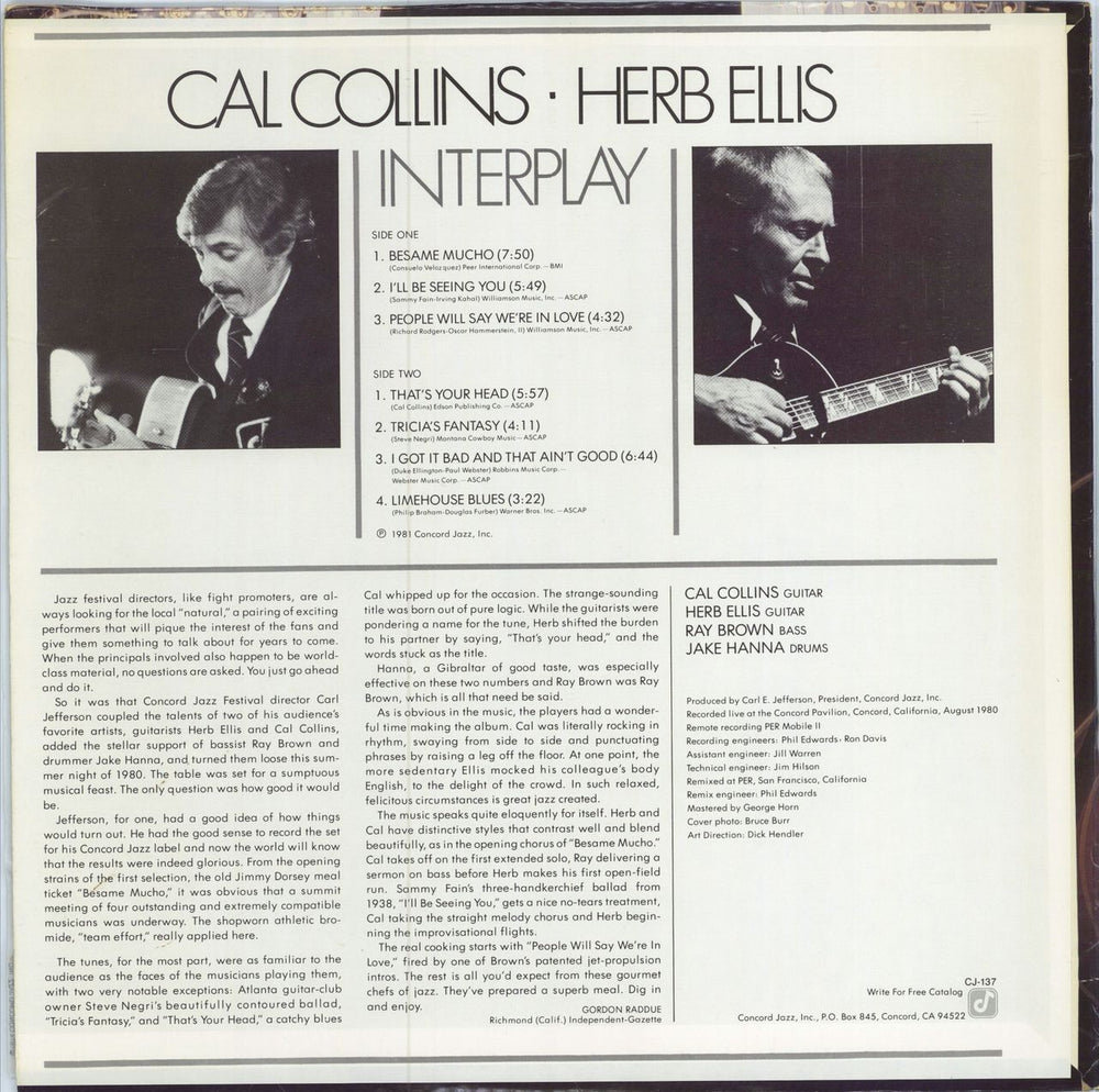 Cal Collins Interplay US vinyl LP album (LP record)