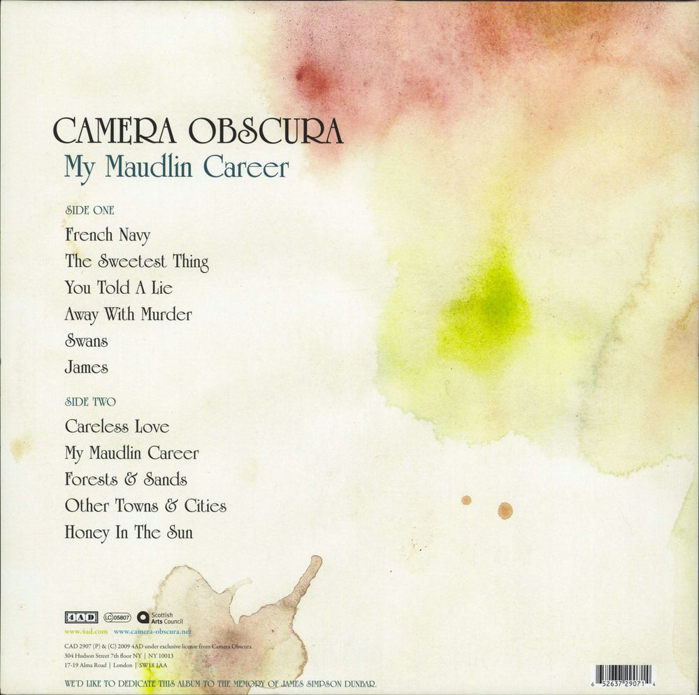 Camera Obscura (UK) My Maudlin Career UK vinyl LP album (LP record) 652637290714