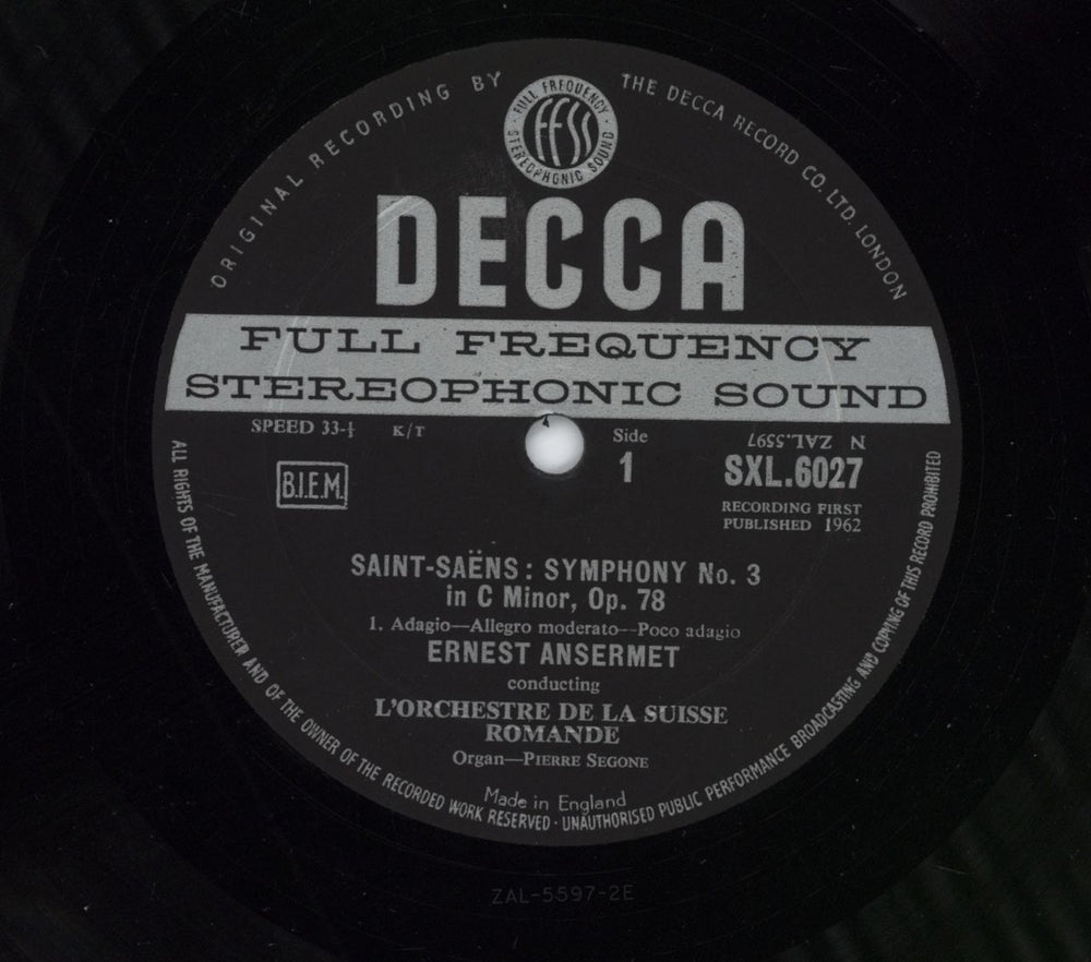 Camille Saint-Saëns Symphony No. 3 in C Minor, Op.78 - 1st UK vinyl LP album (LP record)