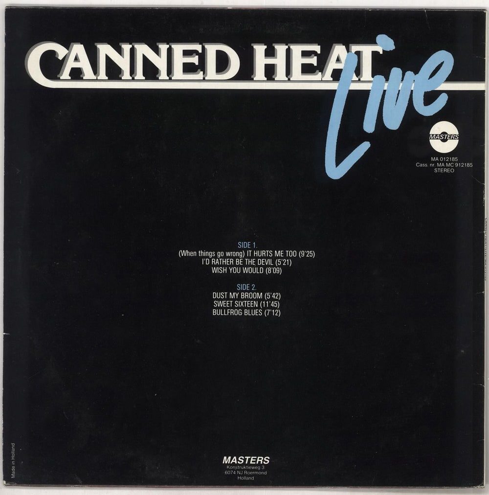 Canned Heat Live Dutch vinyl LP album (LP record)