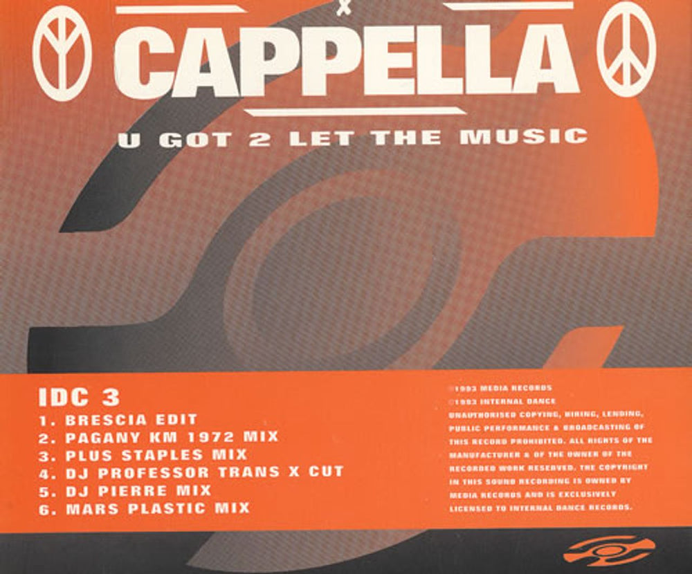 Cappella U Got 2 Let The Music UK CD single (CD5 / 5") IDC3