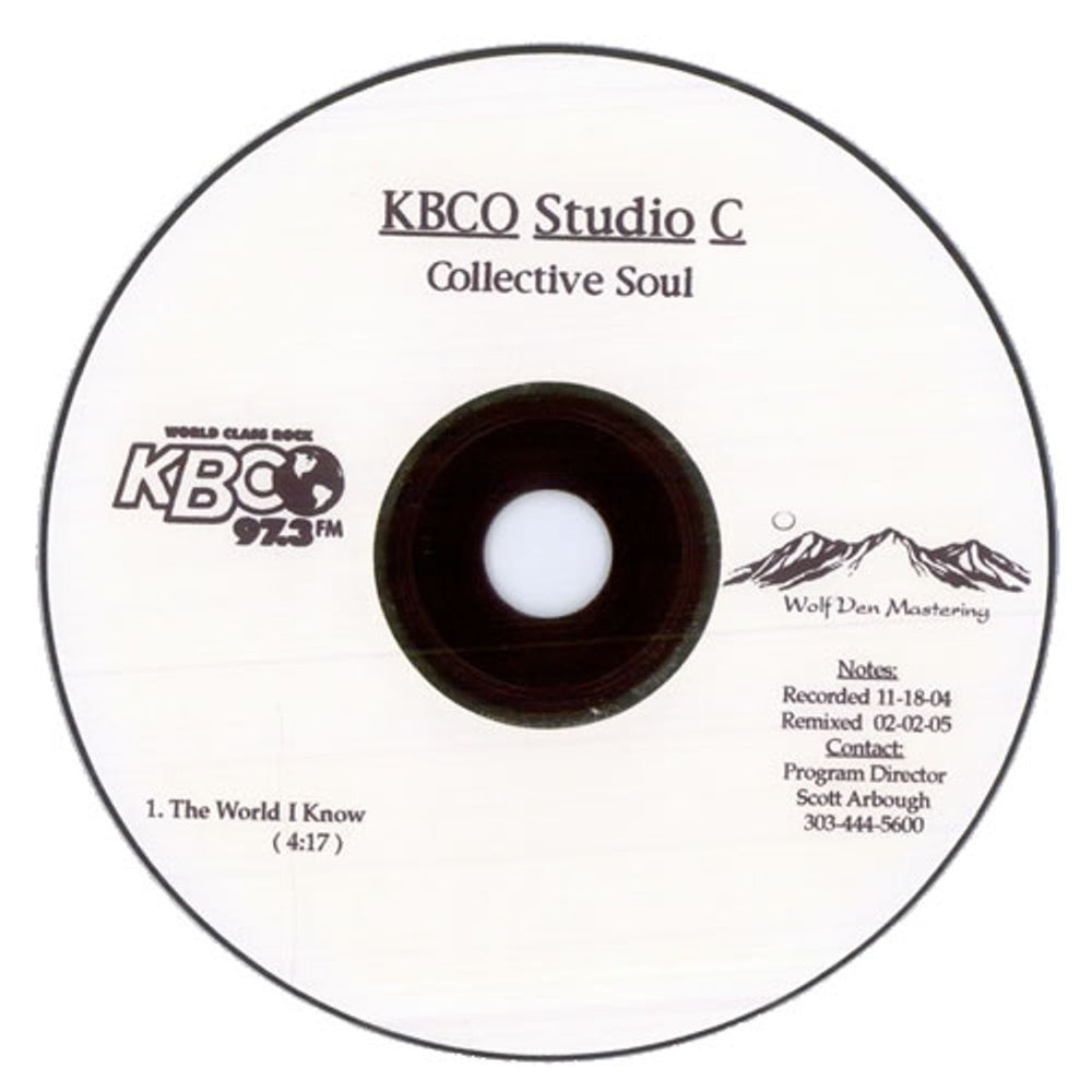 Captain Soul The World I Know - KBCO 97.3 FM Studio C Version US Promo CD-R acetate CD-R ACETATE