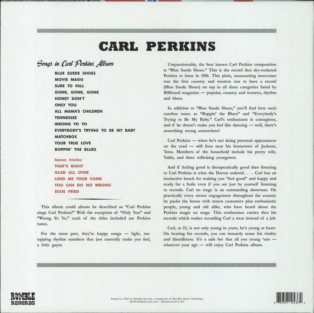 Carl Perkins (R&R) Dance Album Of Carl Perkins UK vinyl LP album (LP record) 889397105372