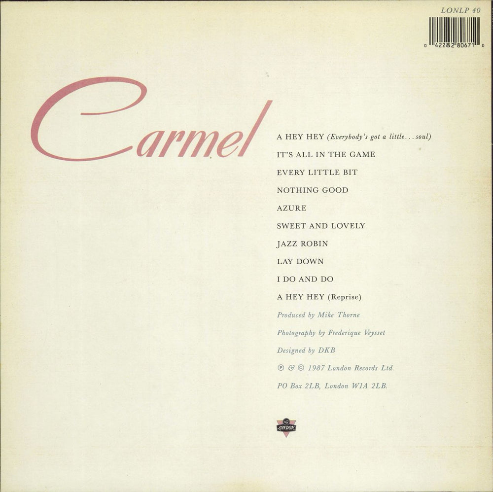 Carmel Everybody's Got A Little Soul UK vinyl LP album (LP record) 042282806710