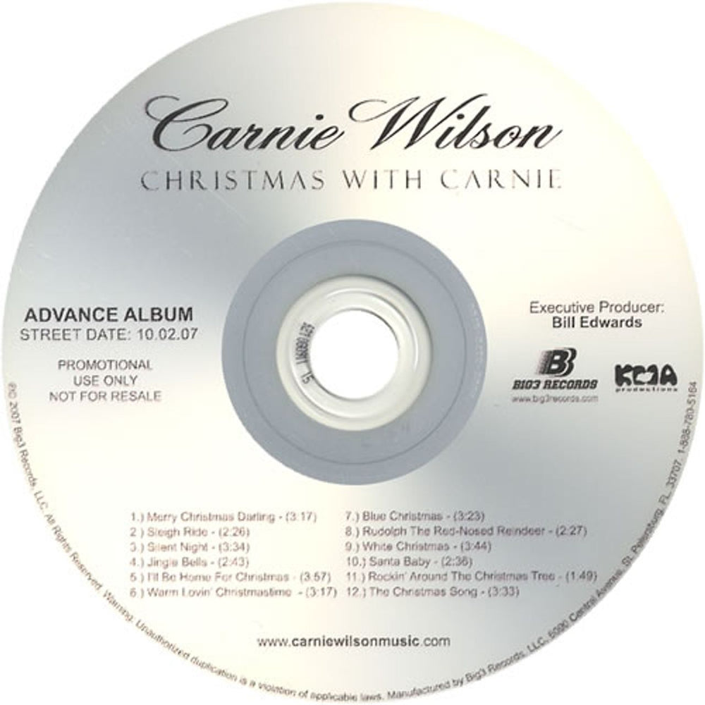 Carnie Wilson Christmas With Carnie US Promo CD-R acetate CD-R ACETATE