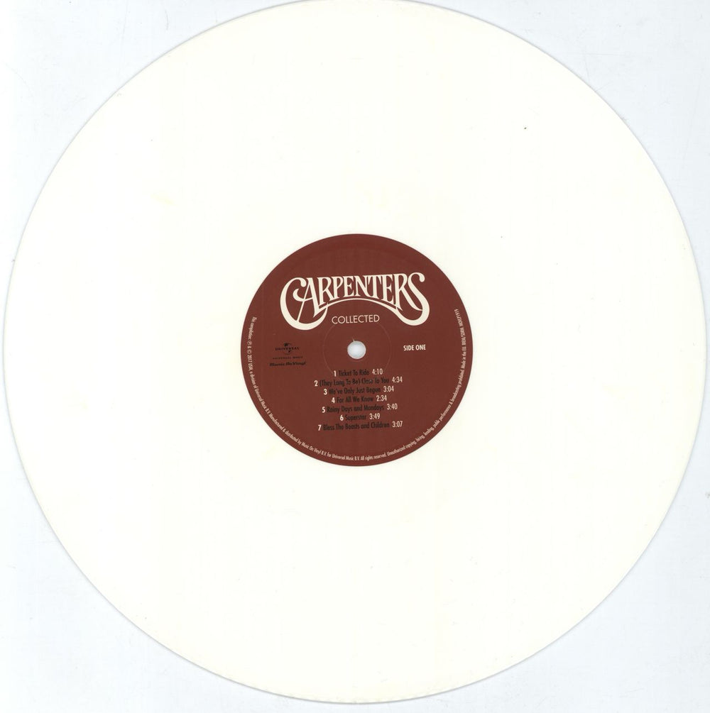 Carpenters Collected - 180gram White Vinyl + Numbered Sleeve UK 2-LP vinyl record set (Double LP Album) CRP2LCO792825