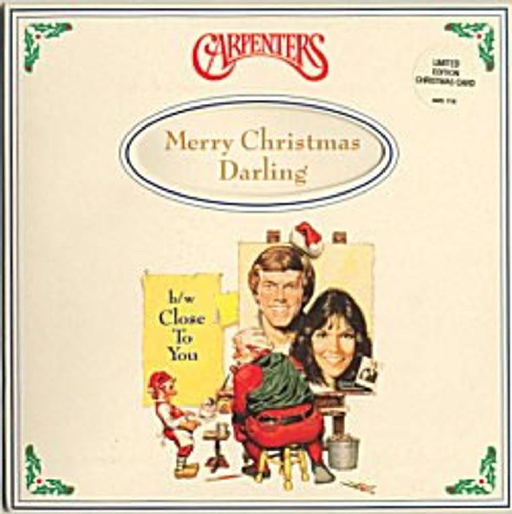 Carpenters Merry Christmas Darling - Christmas Card Edition UK 7" vinyl single (7 inch record / 45) AMS716