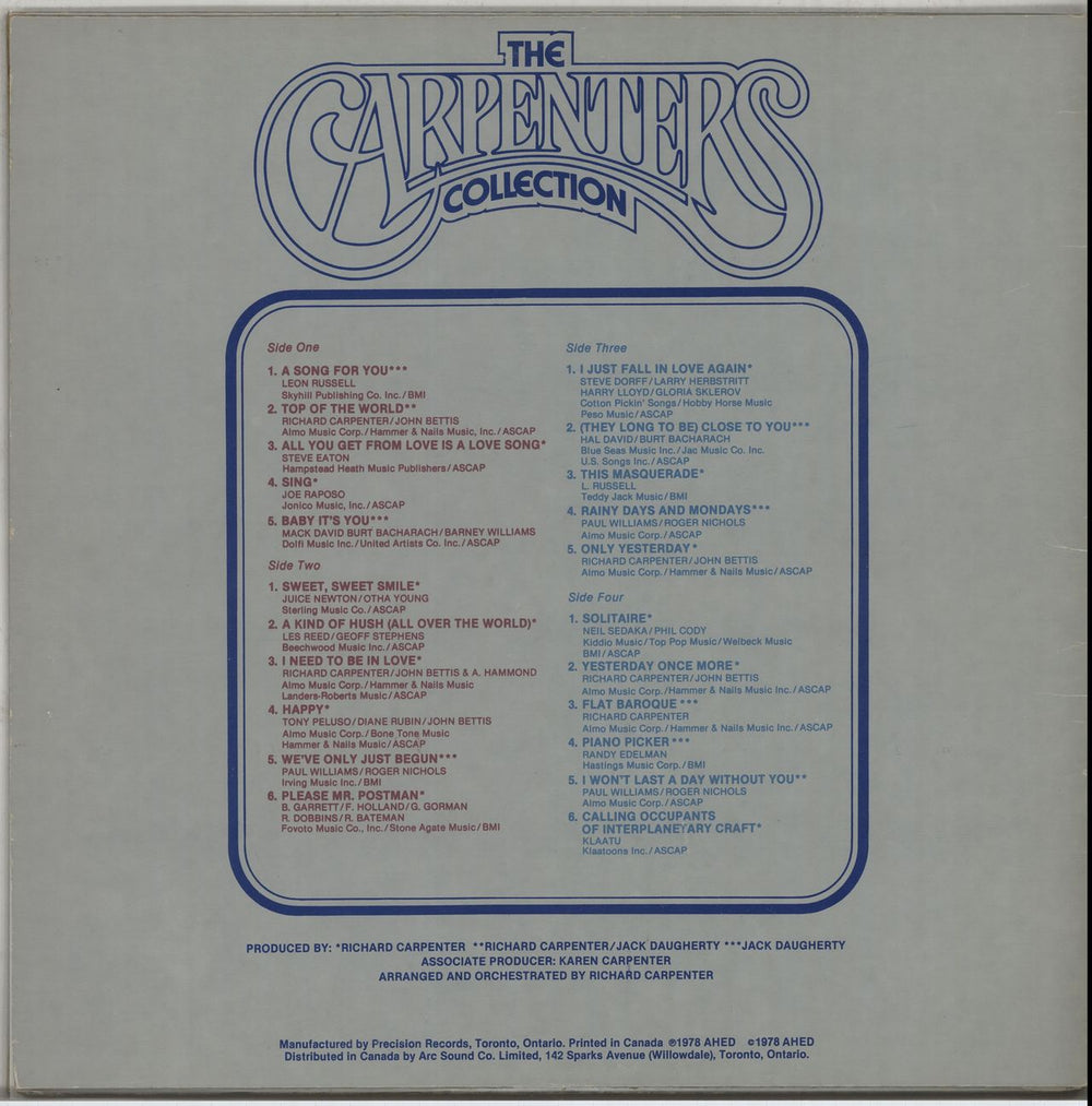 Carpenters The Collection Canadian 2-LP vinyl record set (Double LP Album) CRP2LTH231642