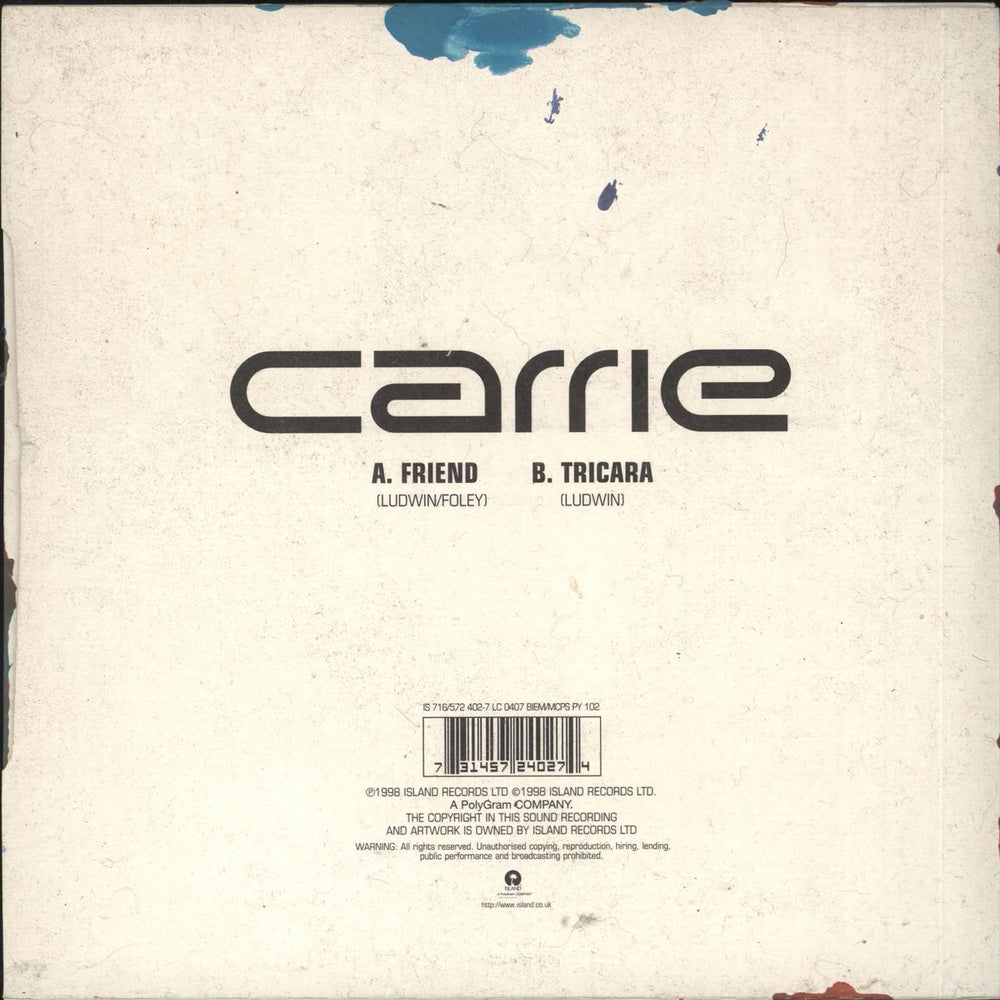 Carrie Friend UK 7" vinyl single (7 inch record / 45)