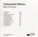 Cassandra Wilson Belly Of The Sun UK Promo CD-R acetate CD-R