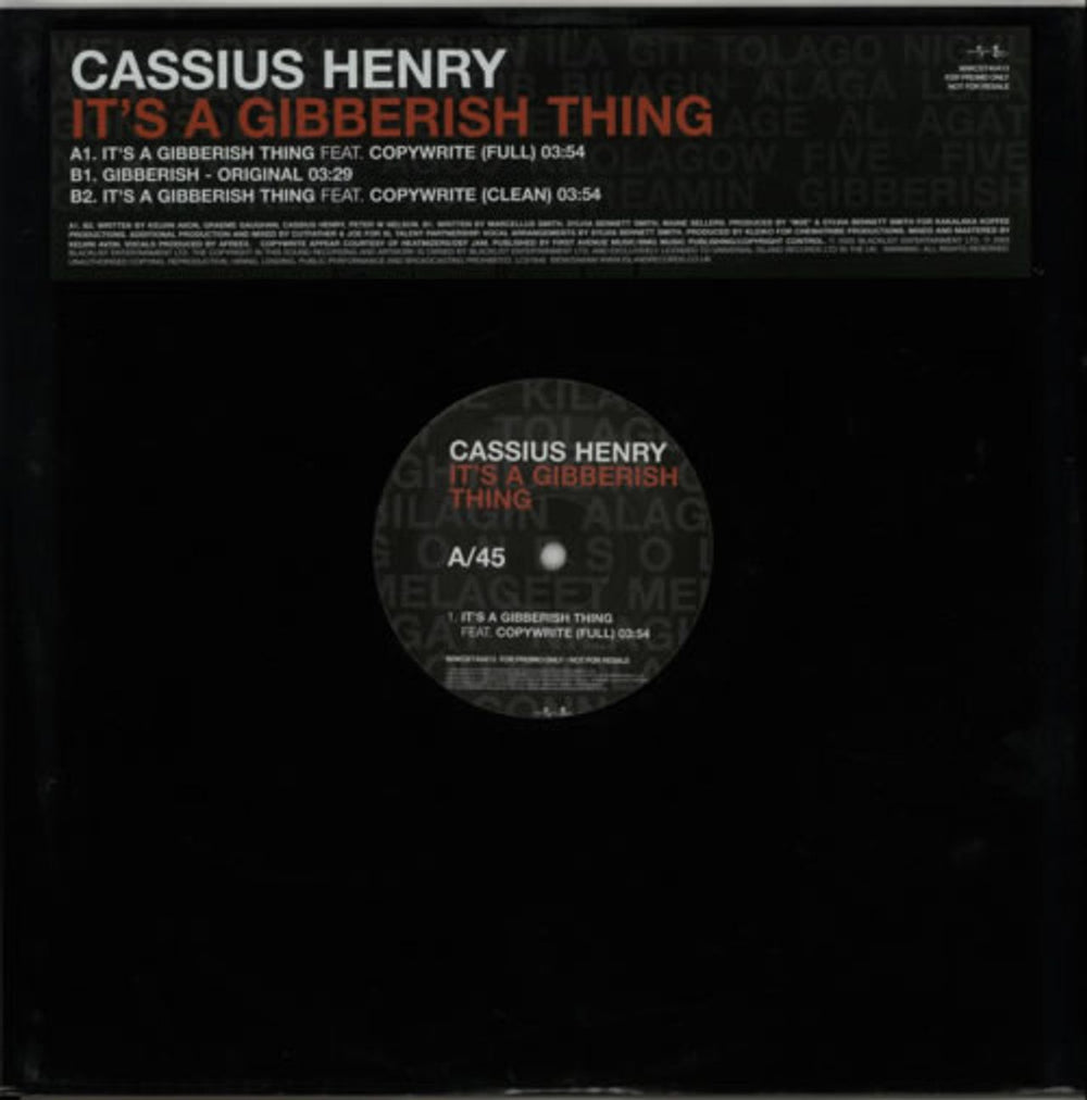 Cassius Henry It's A Gibberish Thing UK Promo 12" vinyl single (12 inch record / Maxi-single) WMCST40413