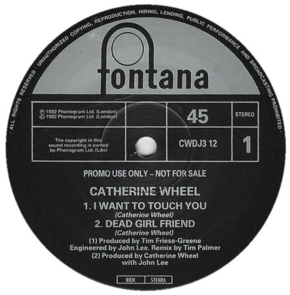 Catherine Wheel I Want To Touch You UK Promo 12" vinyl single (12 inch record / Maxi-single) CWDJ312