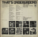CBS Records That's Underground German vinyl LP album (LP record) I1ULPTH313445