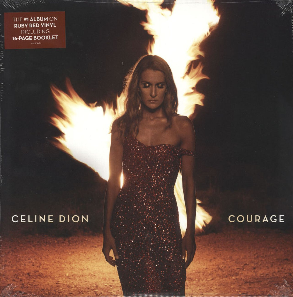 Celine Dion Courage - Ruby Red Vinyl - Sealed UK 2-LP vinyl record set (Double LP Album) 19075952481