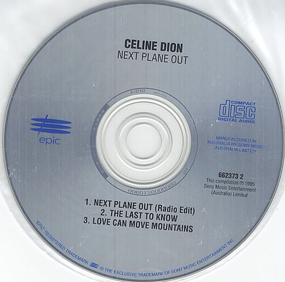 Celine Dion Next Plane Out Australian CD single (CD5 / 5") CELC5NE54105