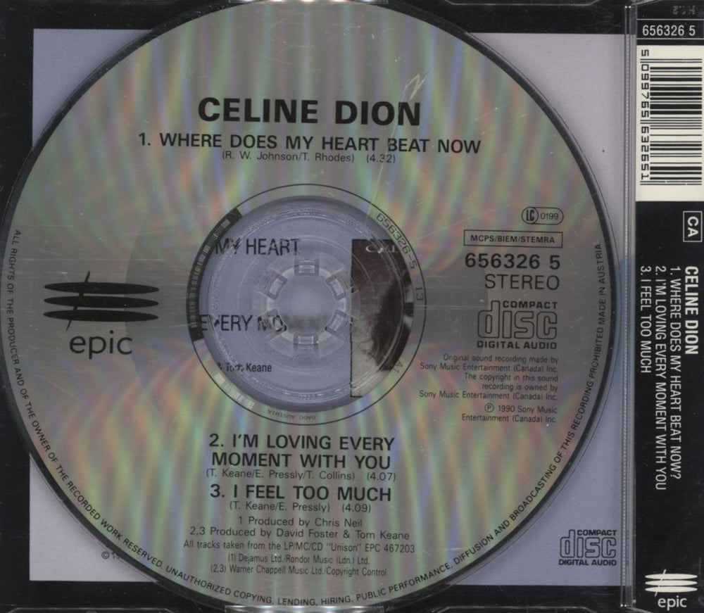 Celine Dion Where Does My Heart Beat Now - Jewel Case UK CD single (CD5 / 5") 5099765632651