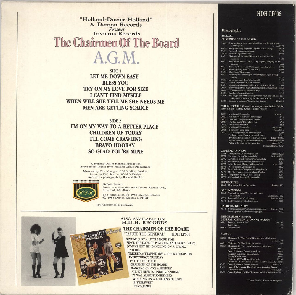 Chairmen Of The Board A.G.M. UK vinyl LP album (LP record)