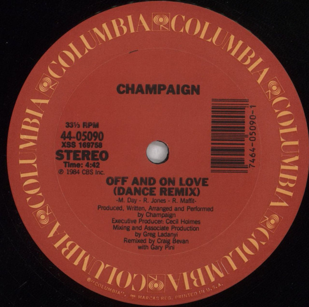 Champaign Off And On Love US 12" vinyl single (12 inch record / Maxi-single) C2K12OF824577