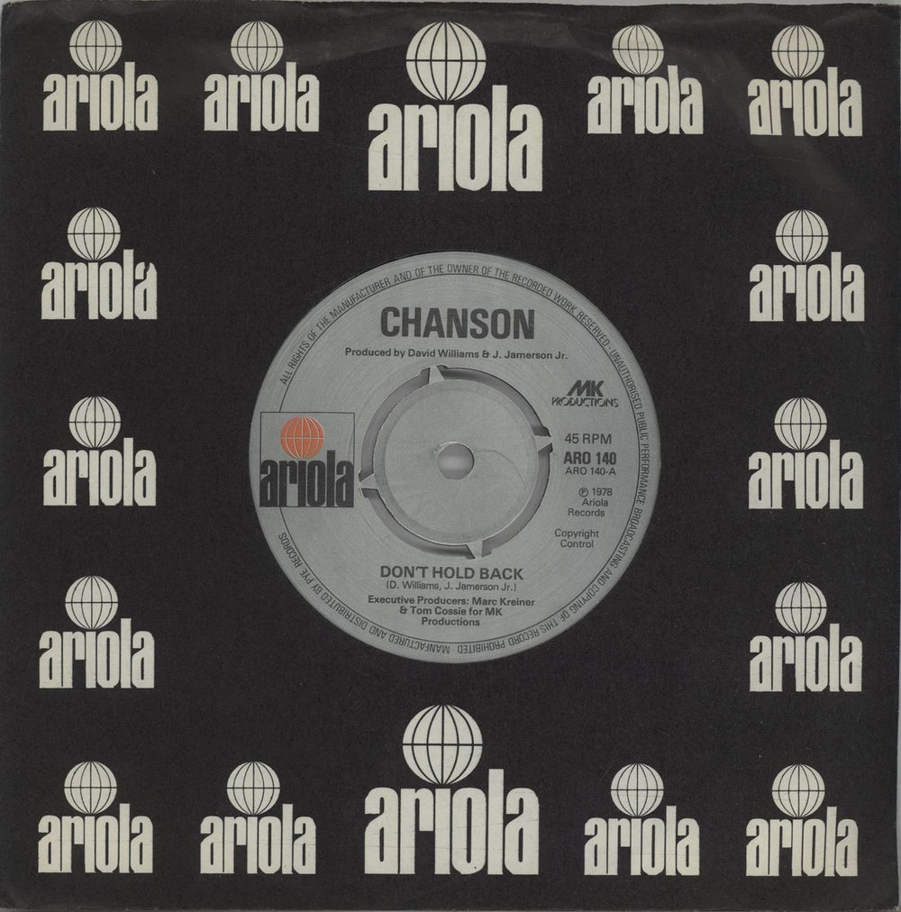 Chanson Don't Hold Back - 4pr UK 7" vinyl single (7 inch record / 45) ARO140