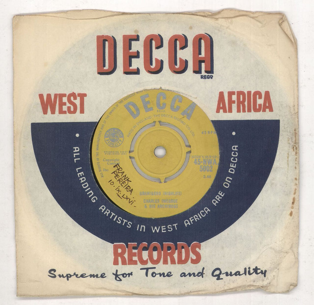 Charles Iwegbue Gbamigoro African 7" vinyl single (7 inch record / 45) 45-NWA5002