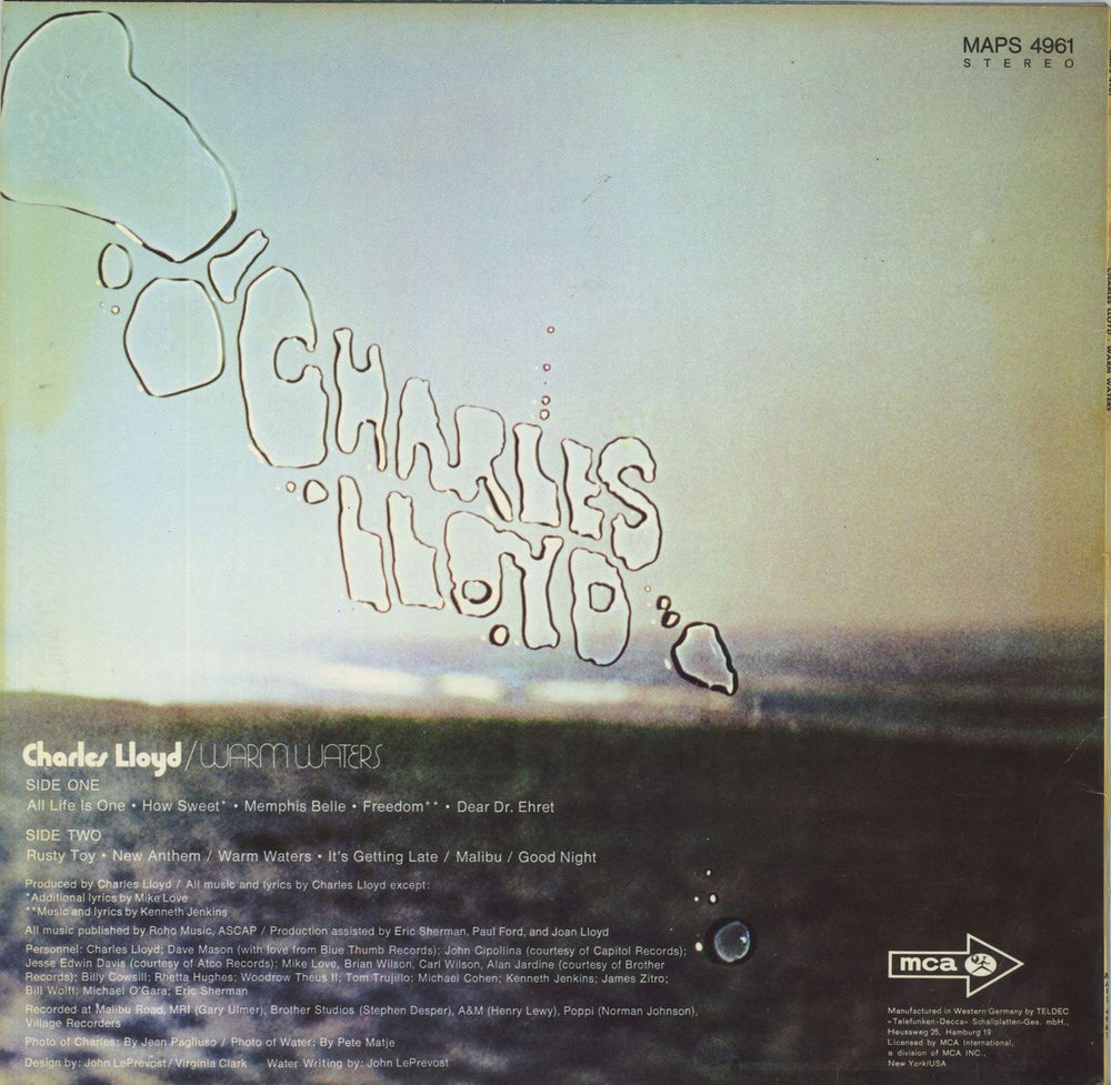 Charles Lloyd Warm Waters German vinyl LP album (LP record)