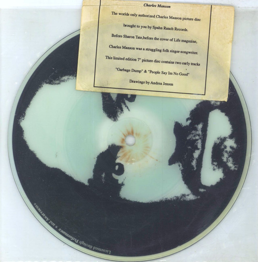 Charles Manson Garbage Dump / People Say I'm No Good US 7" vinyl picture disc (7 inch picture disc single) 001PIC